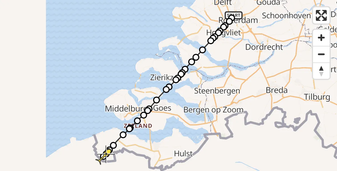Routekaart van de vlucht: Lifeliner 2 naar Aardenburg, Marmerhof