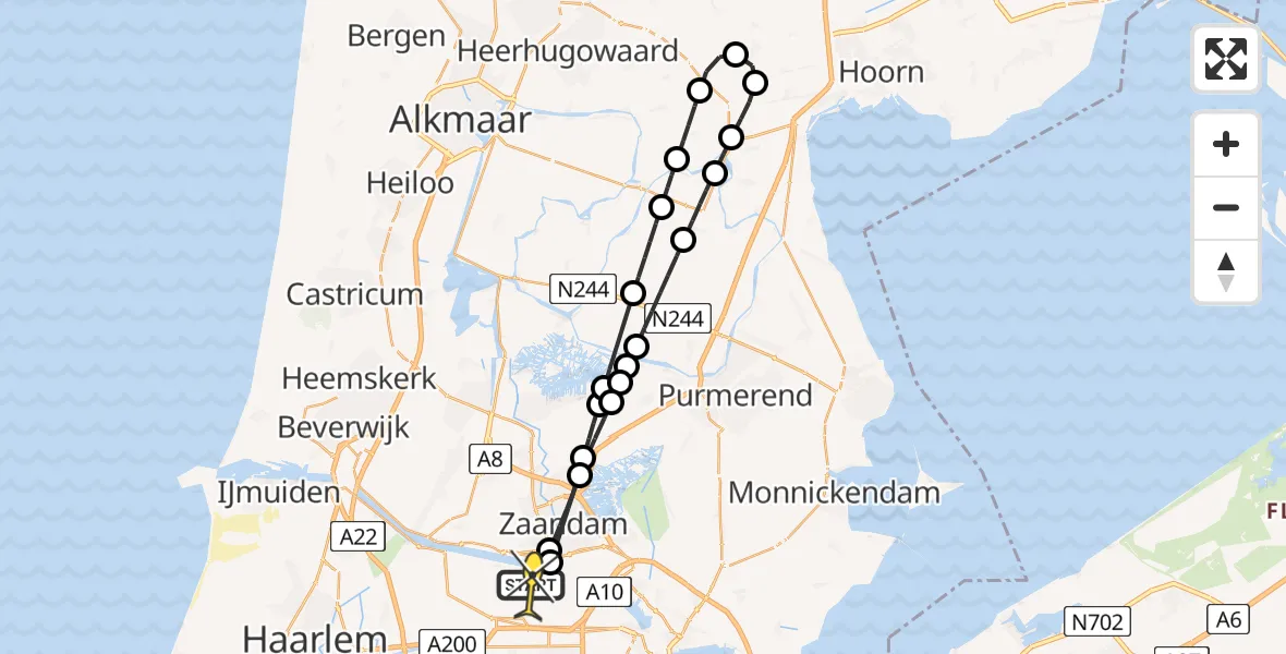 Routekaart van de vlucht: Lifeliner 1 naar Amsterdam Heliport, Symon Spiersweg