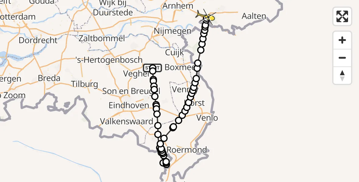 Routekaart van de vlucht: Lifeliner 3 naar Didam, Oosterheidestraat