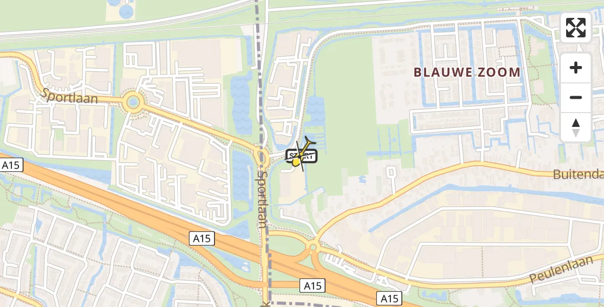 Routekaart van de vlucht: Lifeliner 2 naar Hardinxveld-Giessendam, Schapedrift