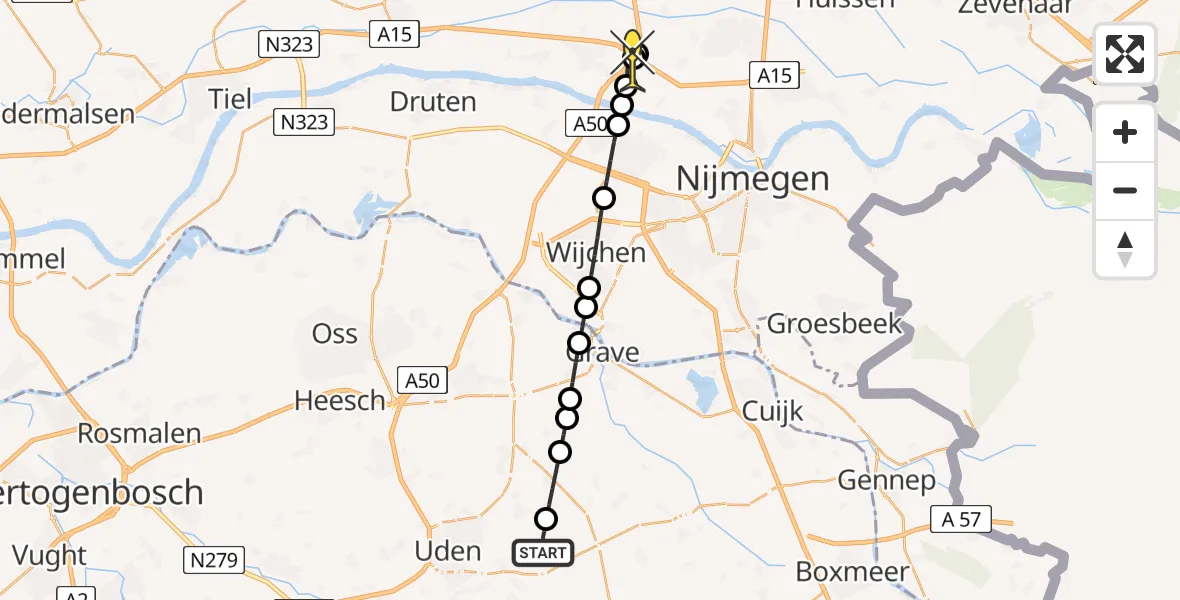 Routekaart van de vlucht: Lifeliner 3 naar Herveld, Millsebaan