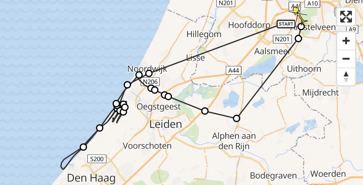 Routekaart van de vlucht: Politieheli naar Badhoevedorp, Offemweg