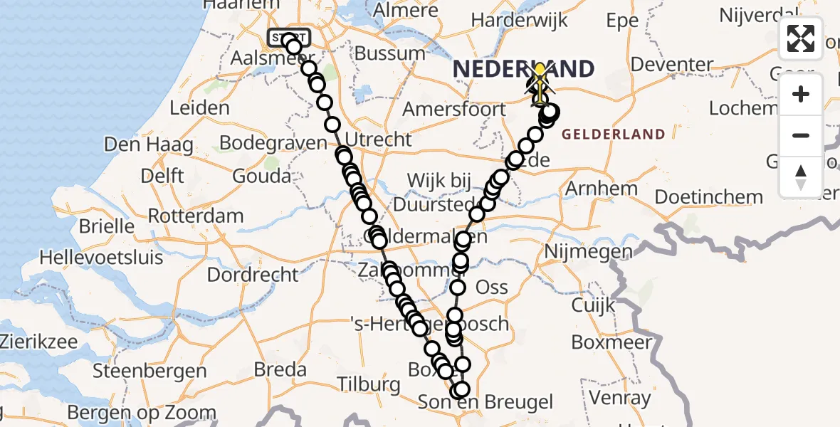 Routekaart van de vlucht: Politieheli naar Stroe, Mr. Jac. Takkade