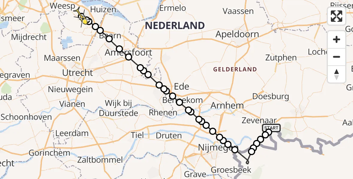 Routekaart van de vlucht: Lifeliner 3 naar Hilversum, Kwartiersedijk