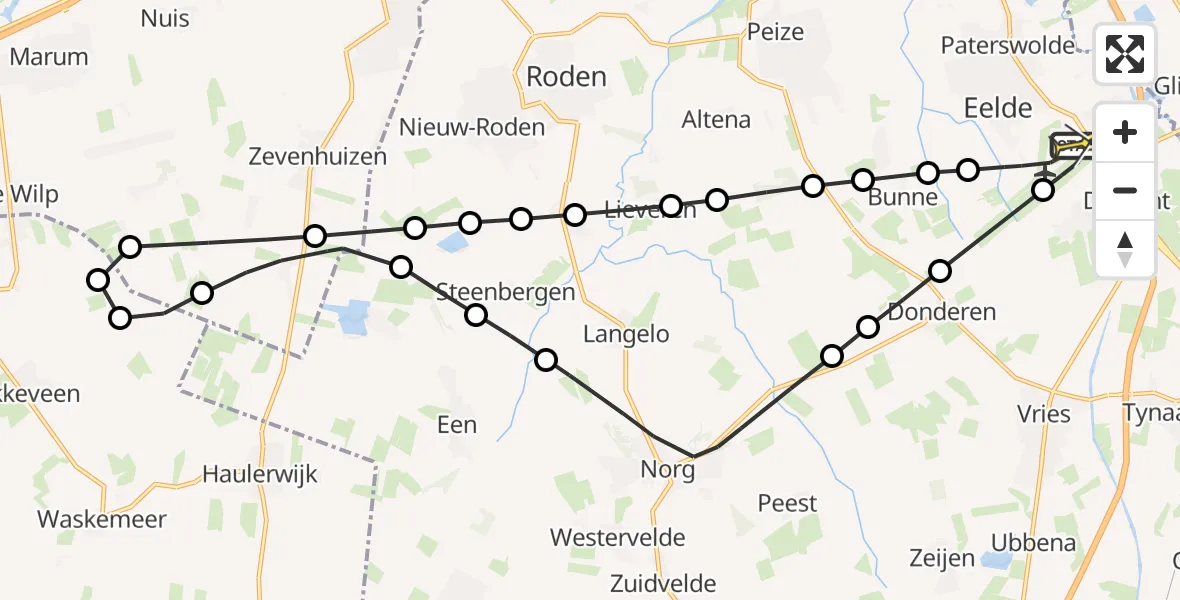 Routekaart van de vlucht: Lifeliner 4 naar Groningen Airport Eelde, Lugtenbergerweg