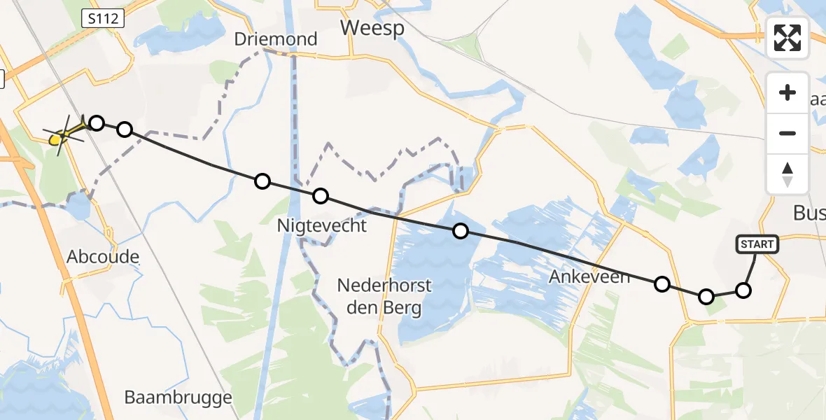 Routekaart van de vlucht: Lifeliner 3 naar Academisch Medisch Centrum (AMC), Hilversumse Meentweg