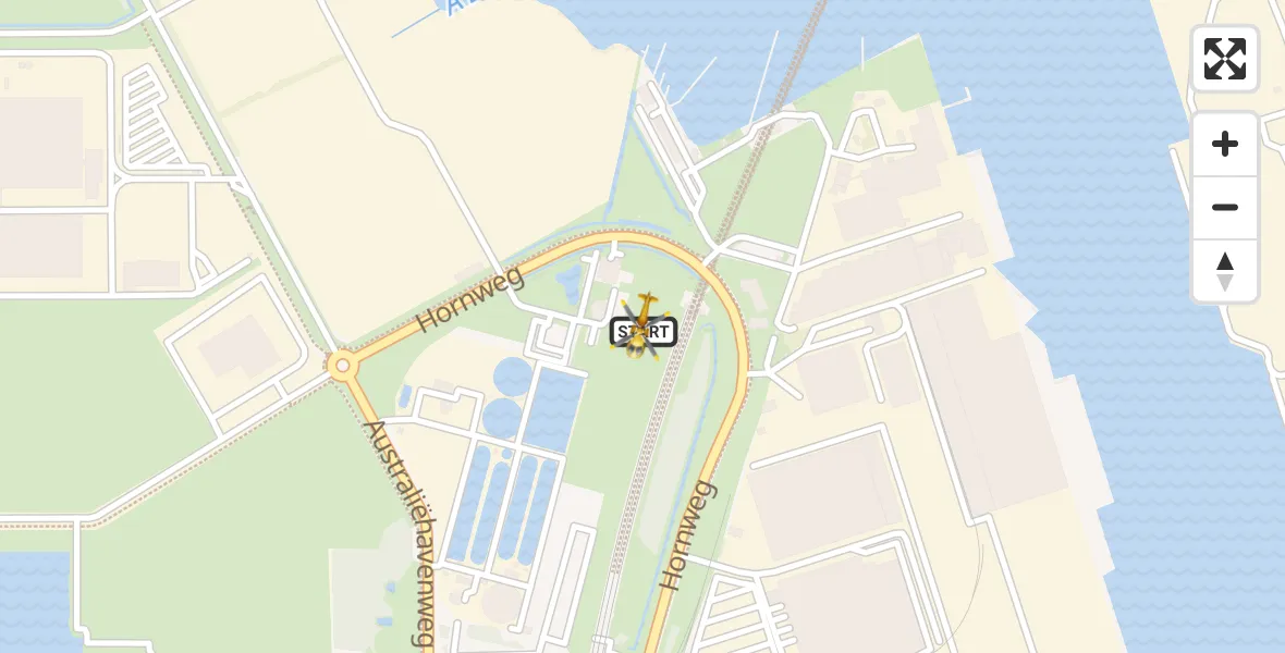 Routekaart van de vlucht: Traumahelikopter naar Amsterdam Heliport, Hornweg