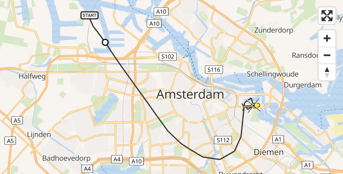 Routekaart van de vlucht: Lifeliner 1 naar Amsterdam, Maltaweg