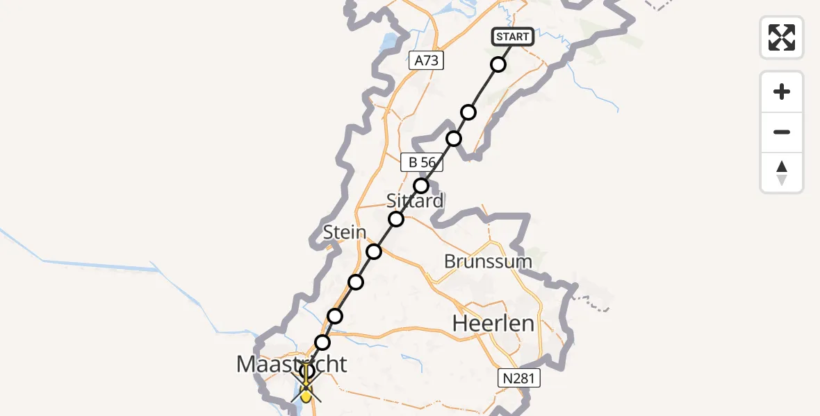 Routekaart van de vlucht: Lifeliner 3 naar Maastricht UMC+, Begraafplaats Roskam