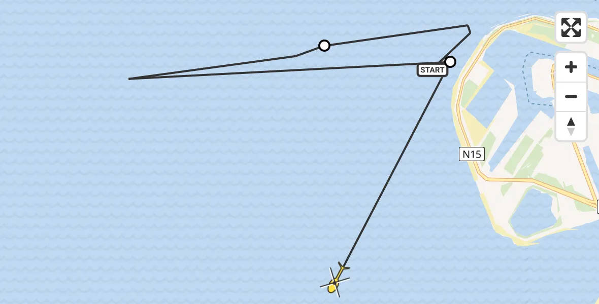 Routekaart van de vlucht: Politieheli naar Prinses Máximaweg