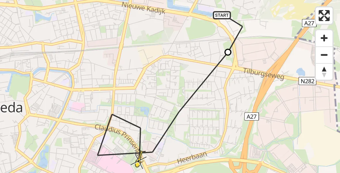 Routekaart van de vlucht: Lifeliner 2 naar Breda, Meent