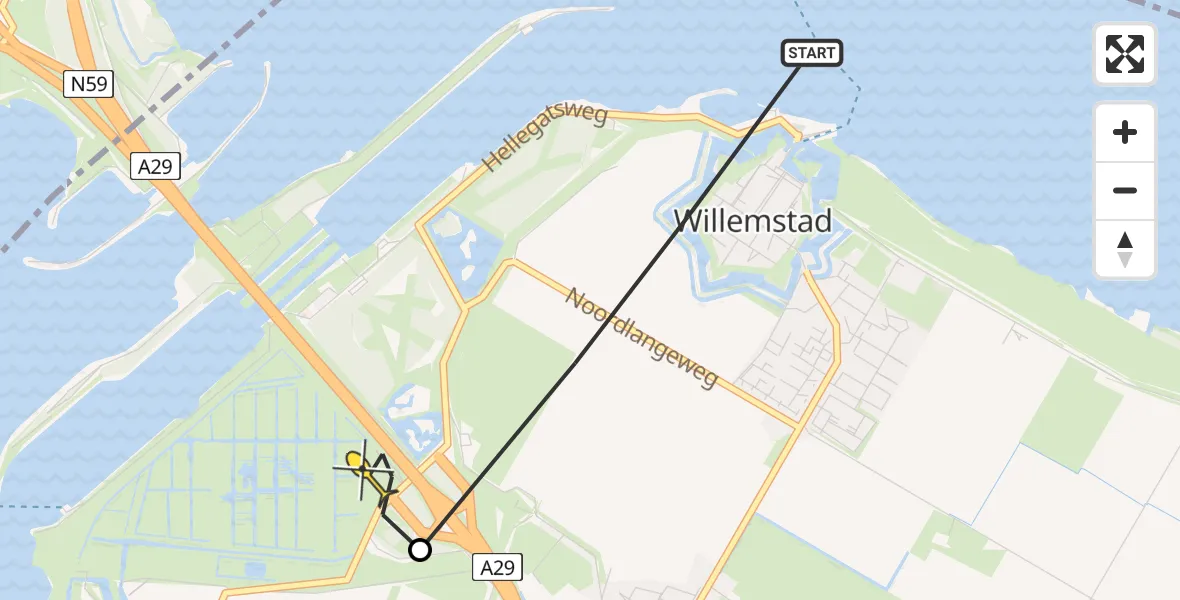 Routekaart van de vlucht: Lifeliner 1 naar Heijningen, Noordlangeweg