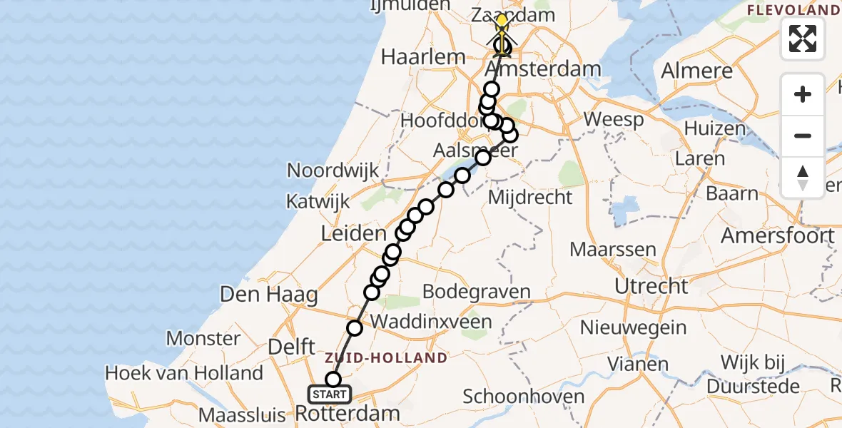 Routekaart van de vlucht: Lifeliner 1 naar Amsterdam Heliport, Hornweg