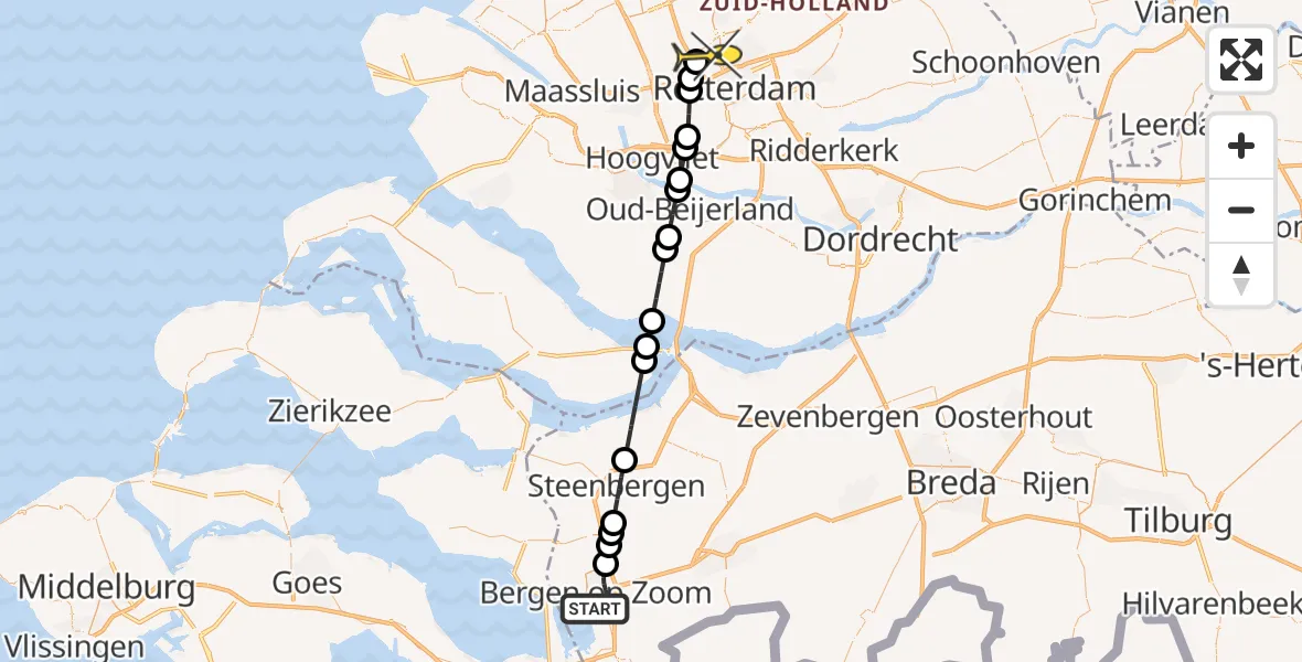 Routekaart van de vlucht: Lifeliner 2 naar Rotterdam The Hague Airport, Jan Dercksstraat