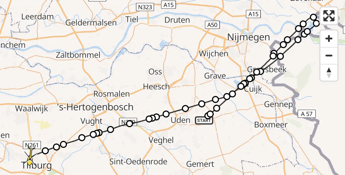 Routekaart van de vlucht: Lifeliner 3 naar Tilburg, Trentsedijk