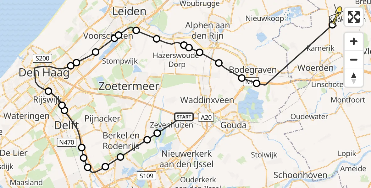 Routekaart van de vlucht: Politiehelikopter naar Kockengen, Schoolstraat