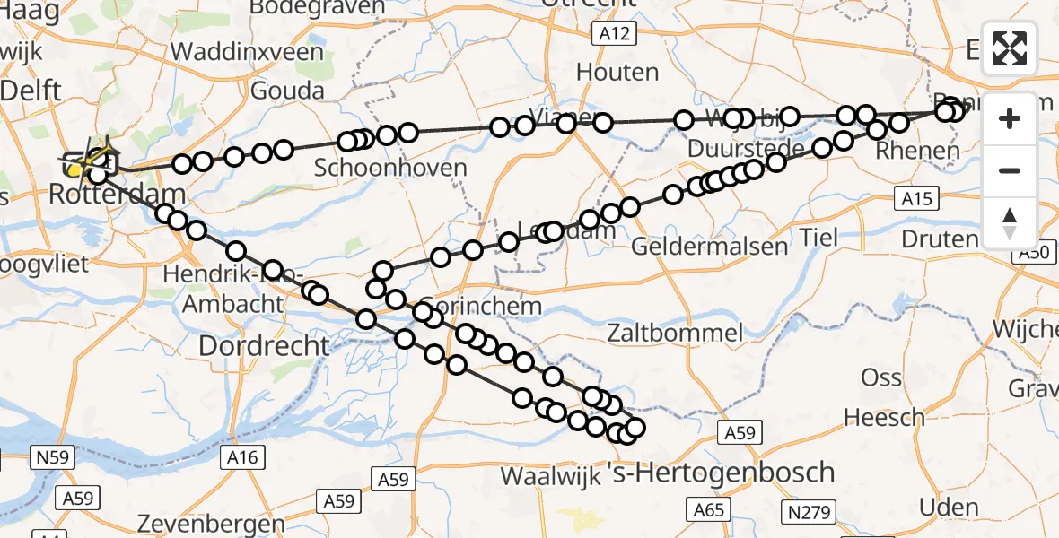 Routekaart van de vlucht: Lifeliner 2 naar Rotterdam The Hague Airport, Terletpad