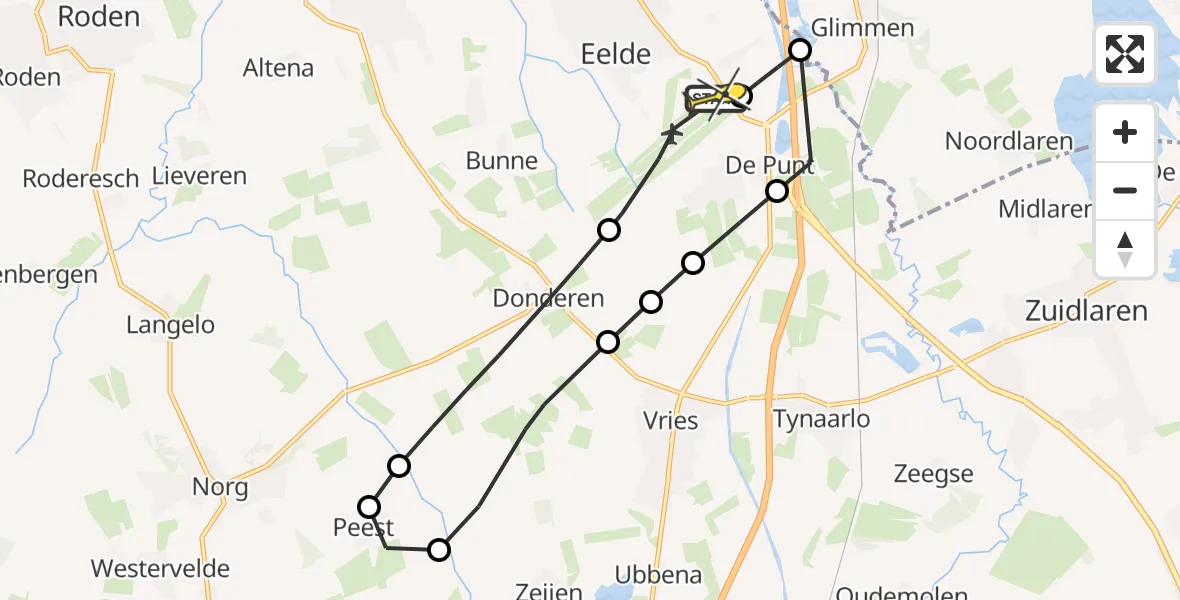 Routekaart van de vlucht: Lifeliner 4 naar Groningen Airport Eelde, Lugtenbergerweg