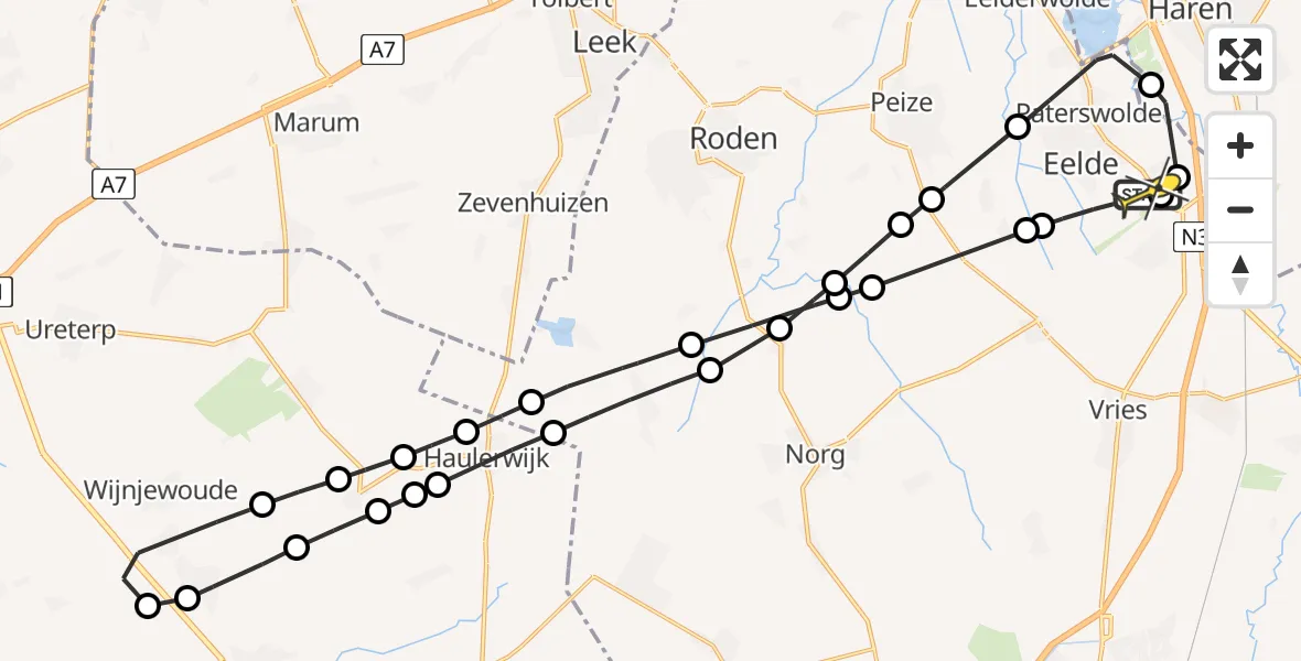 Routekaart van de vlucht: Lifeliner 4 naar Groningen Airport Eelde, Machlaan