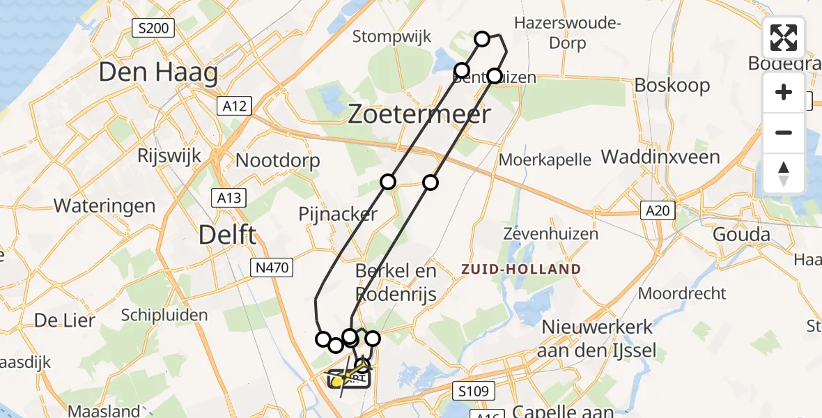 Routekaart van de vlucht: Lifeliner 2 naar Rotterdam The Hague Airport, Zestienhoven