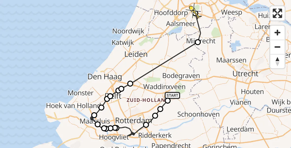 Routekaart van de vlucht: Politieheli naar Amstelveen, Edisonstraat