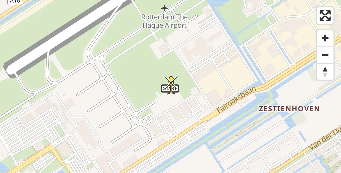 Routekaart van de vlucht: Politiehelikopter naar Rotterdam The Hague Airport, Brandenburgbaan