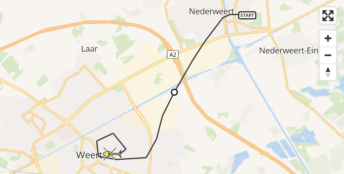 Routekaart van de vlucht: Lifeliner 3 naar Weert, Meidoornstraat