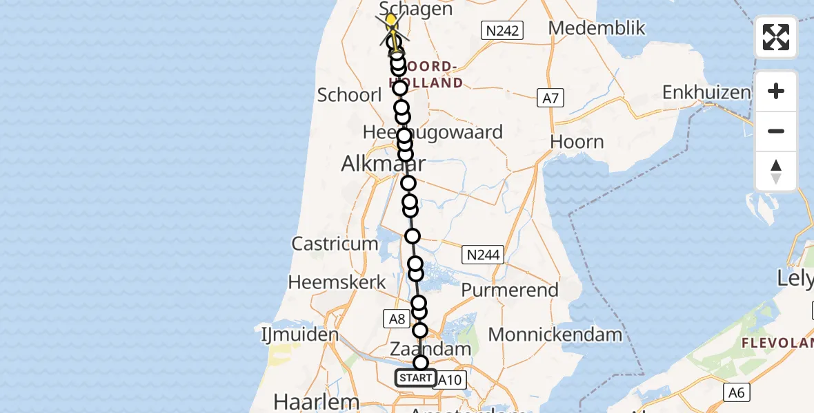 Routekaart van de vlucht: Lifeliner 1 naar Sint Maarten, Grote Tocht