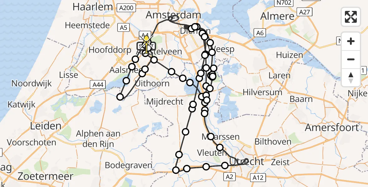 Routekaart van de vlucht: Politieheli naar Schiphol, Hatostraat