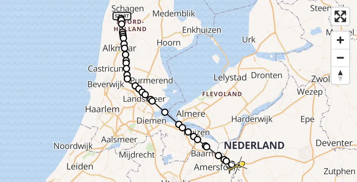 Routekaart van de vlucht: Lifeliner 1 naar Terschuur, Stroet