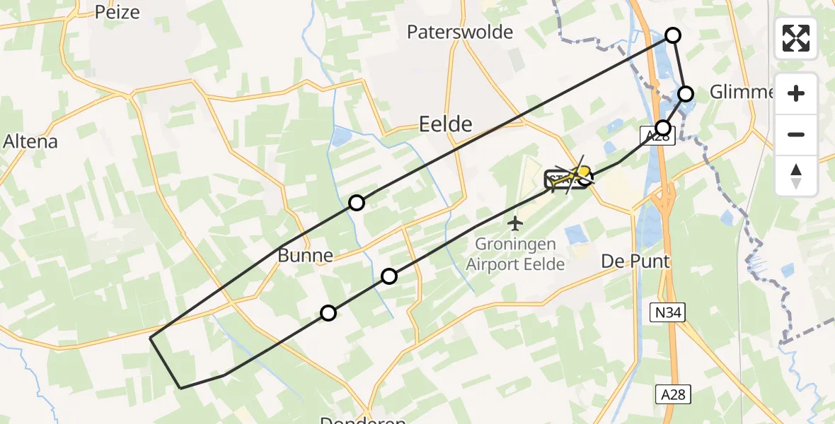 Routekaart van de vlucht: Lifeliner 4 naar Groningen Airport Eelde, Lugtenbergerweg