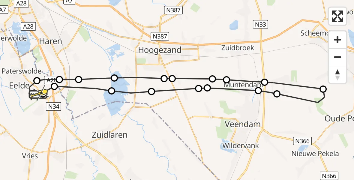 Routekaart van de vlucht: Lifeliner 4 naar Groningen Airport Eelde, Langesteeg