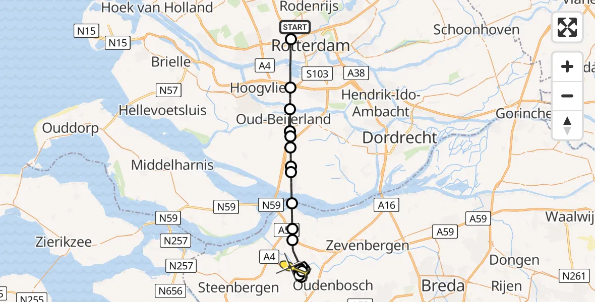 Routekaart van de vlucht: Lifeliner 2 naar Stampersgat, Welschapstraat