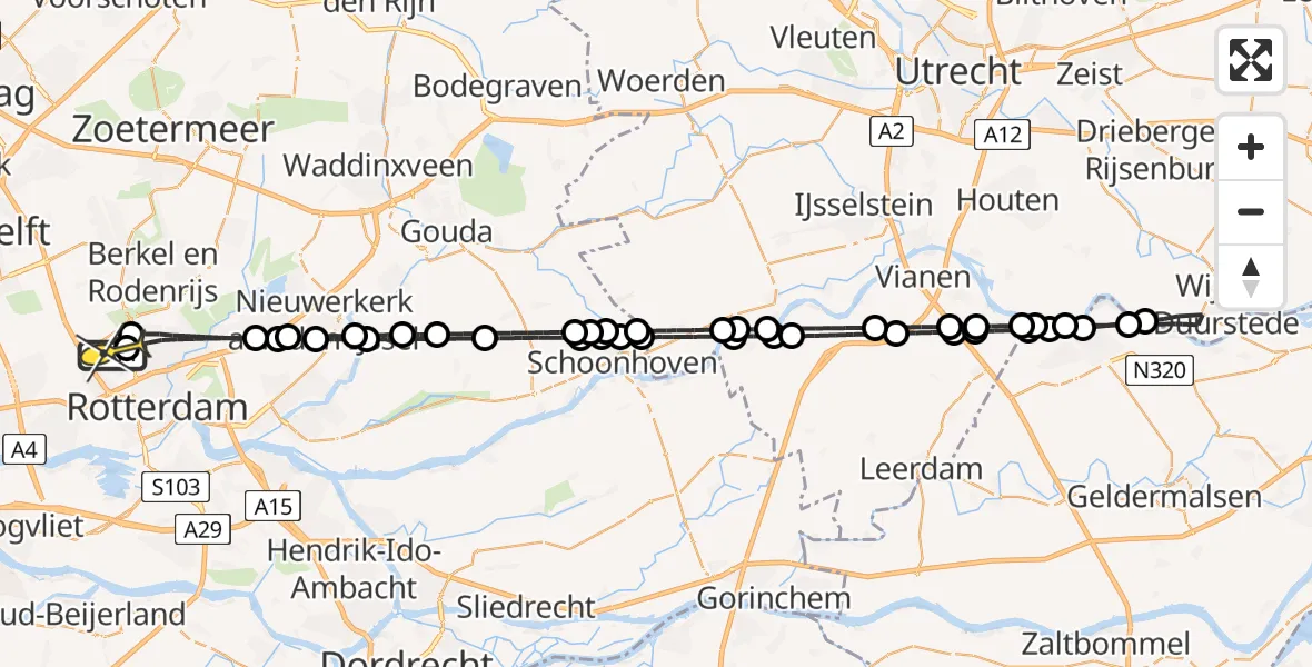 Routekaart van de vlucht: Lifeliner 2 naar Rotterdam The Hague Airport, Teugeweg