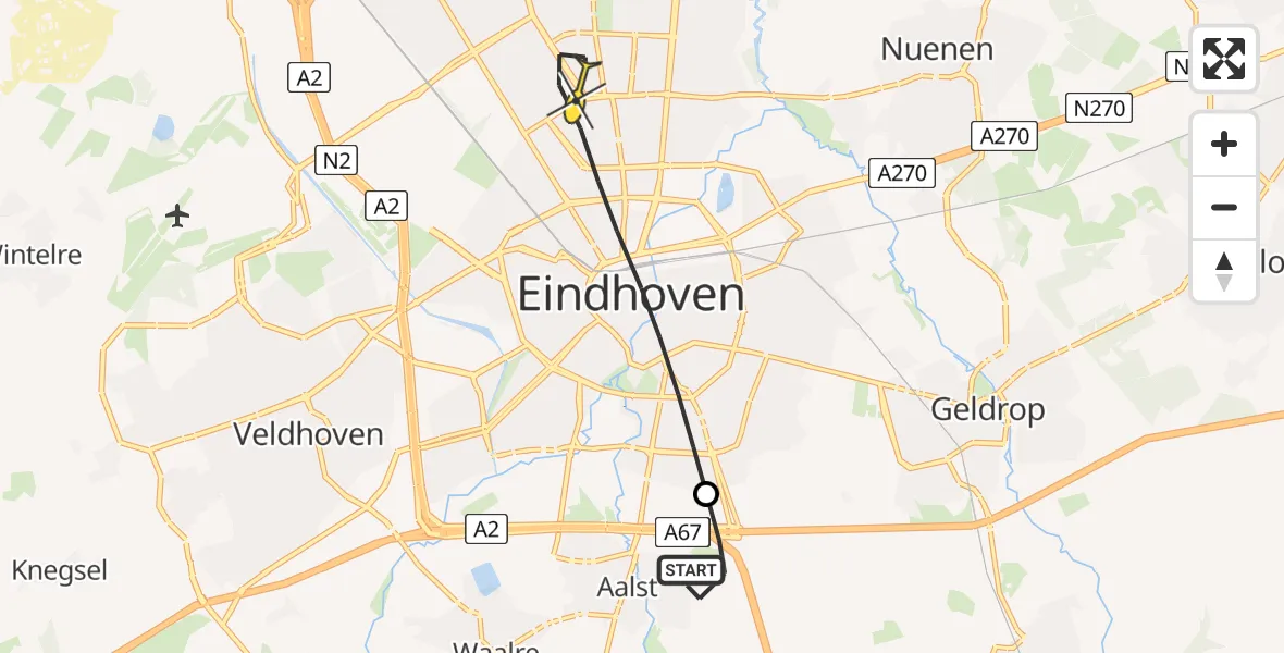 Routekaart van de vlucht: Lifeliner 3 naar Eindhoven, Vonderveld