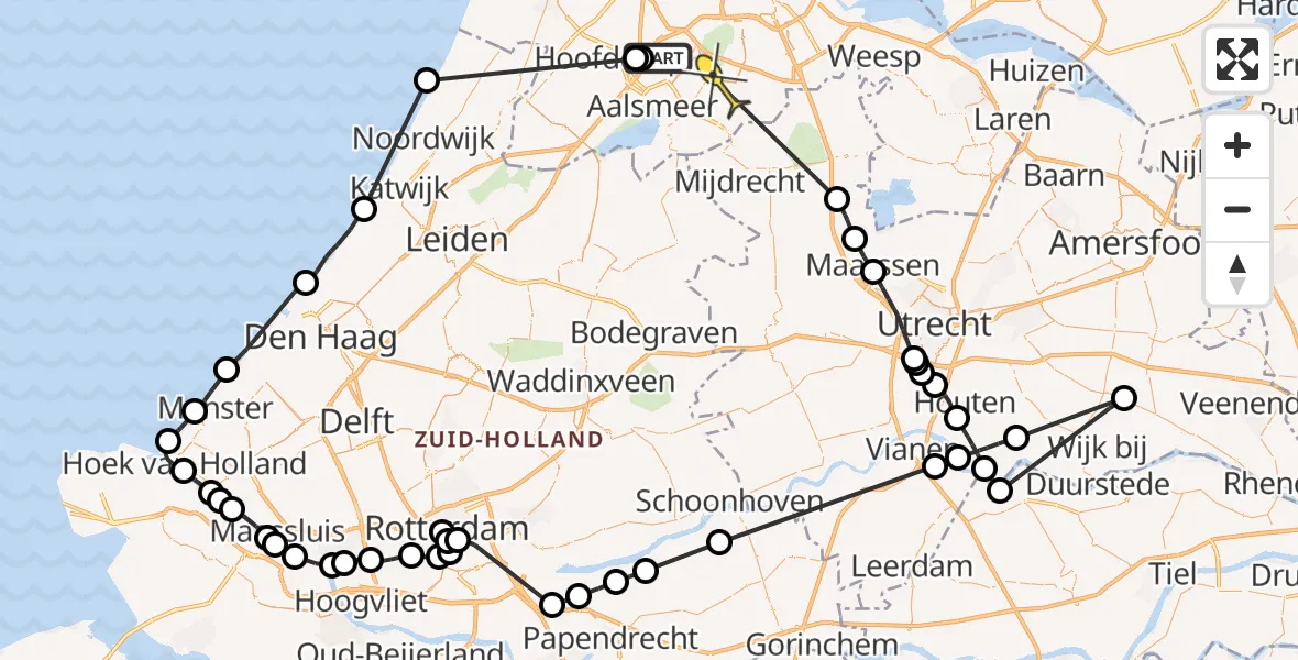 Routekaart van de vlucht: Politieheli naar Amstelveen, Z