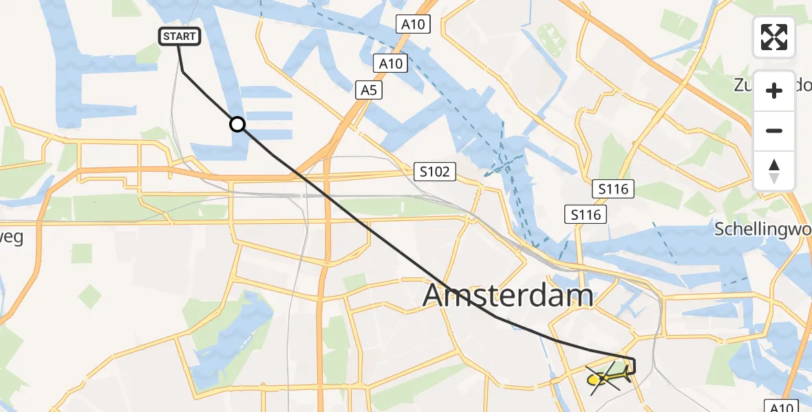 Routekaart van de vlucht: Lifeliner 1 naar Amsterdam, Maltaweg