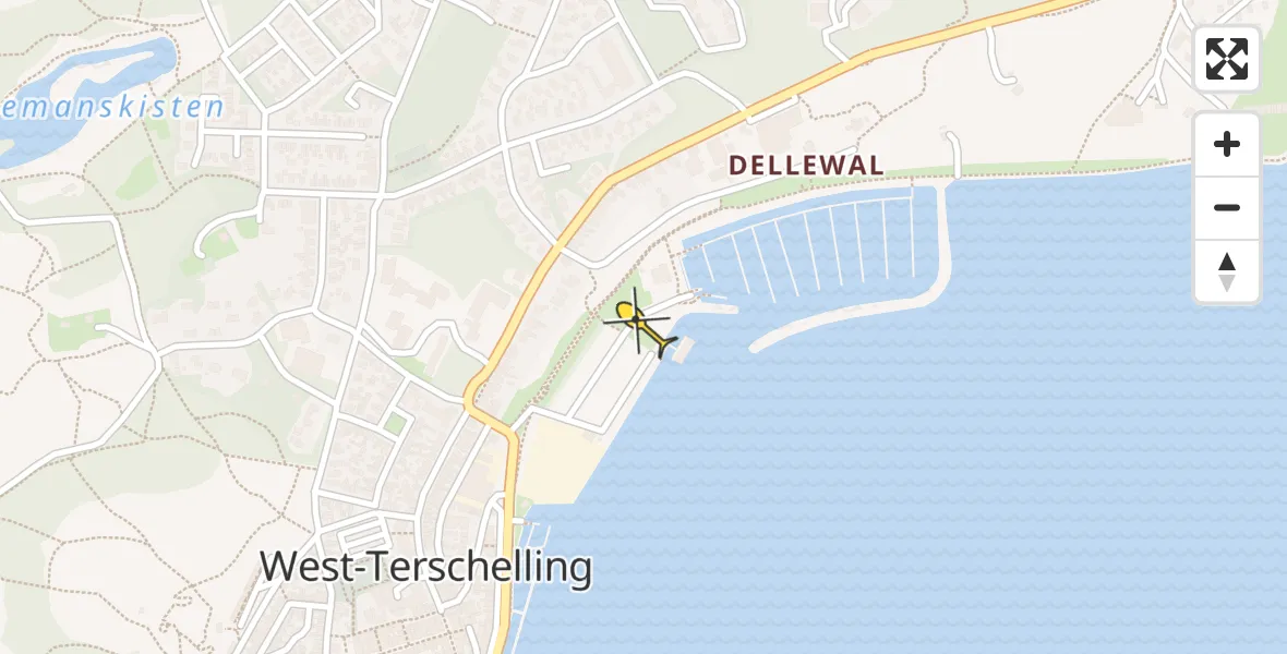 Routekaart van de vlucht: Lifeliner 4 naar West-Terschelling