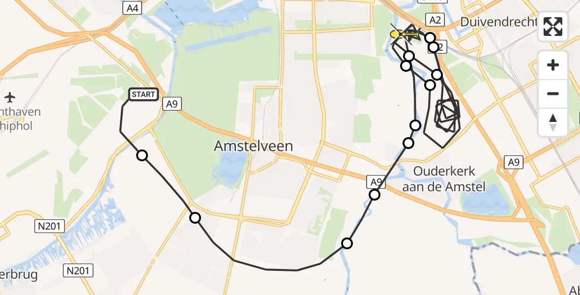 Routekaart van de vlucht: Politieheli naar Amsterdam, Van Weerden-Poelmanweg