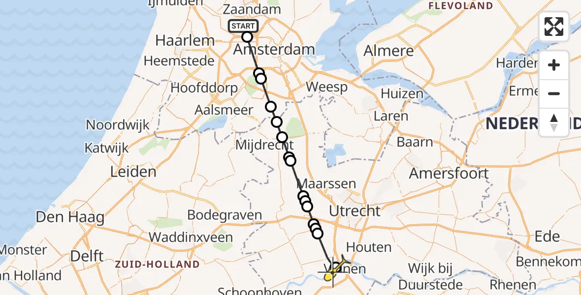 Routekaart van de vlucht: Lifeliner 1 naar Vianen, Corsicaweg