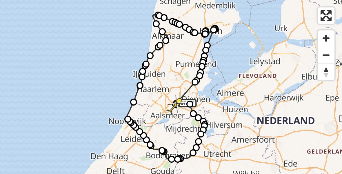 Routekaart van de vlucht: Politieheli naar Schiphol, Wethouder Koolhaasweg