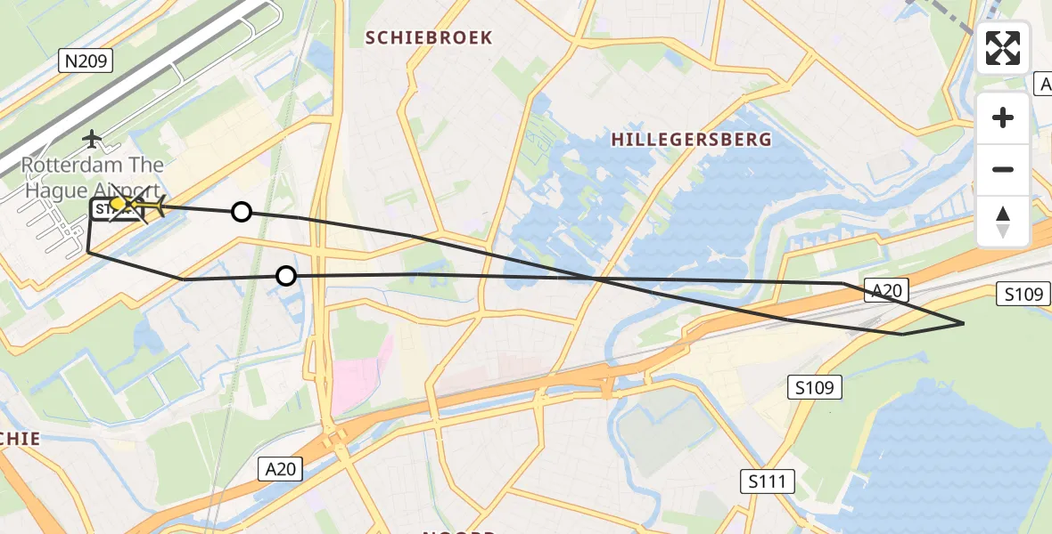 Routekaart van de vlucht: Lifeliner 2 naar Rotterdam The Hague Airport, Copernicuslaan