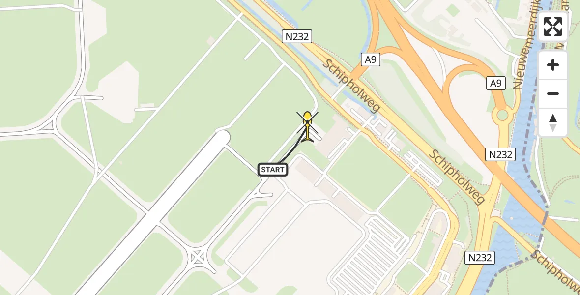 Vluchtroute Politiehelikopter van Schiphol naar Schiphol