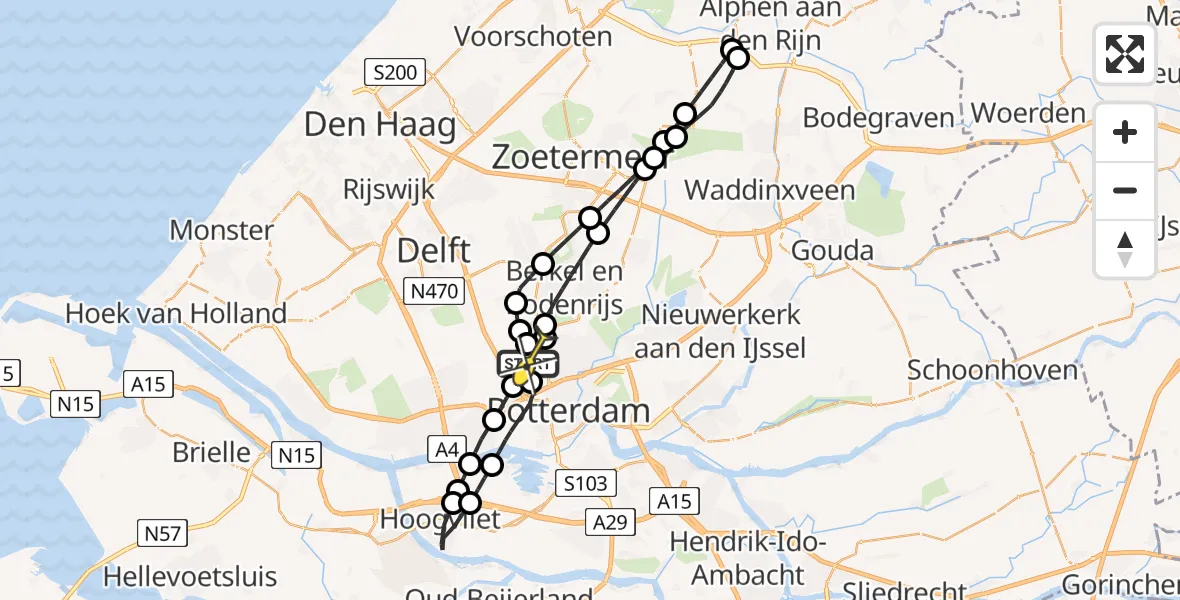 Routekaart van de vlucht: Lifeliner 2 naar Rotterdam The Hague Airport, Engels park