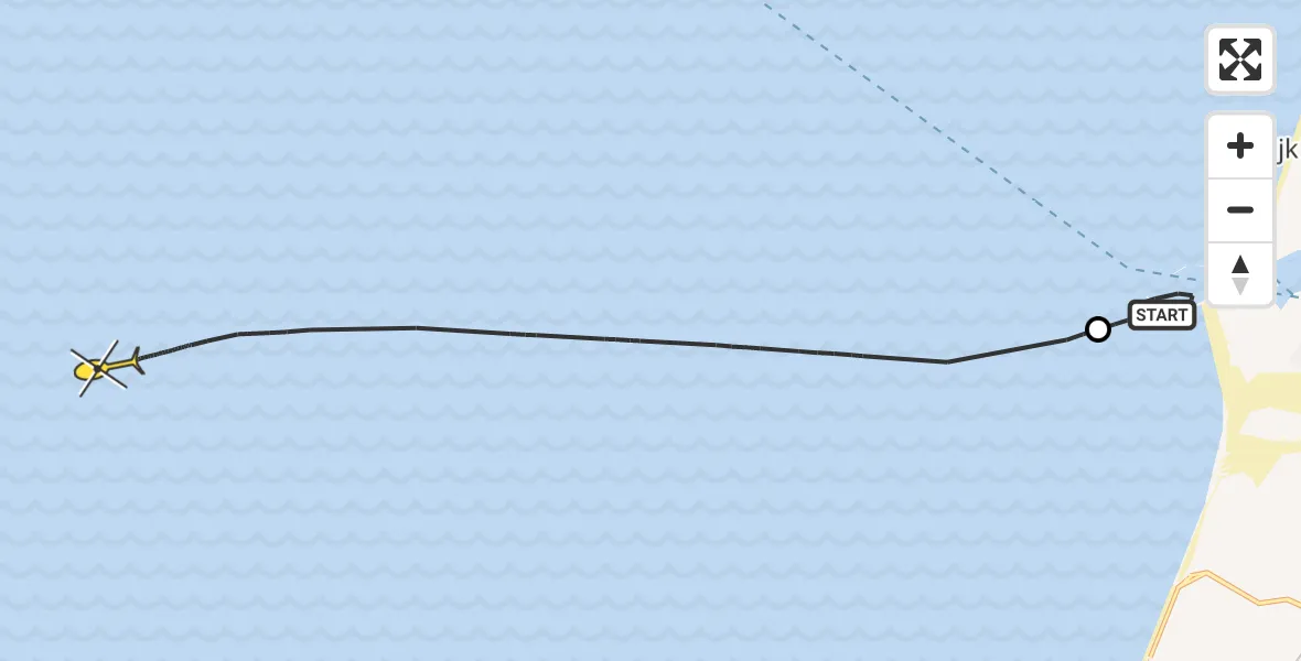 Routekaart van de vlucht: Kustwachthelikopter naar Zuidpier