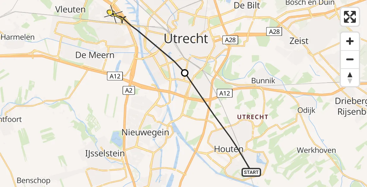 Routekaart van de vlucht: Lifeliner 3 naar Utrecht, Vlierweg