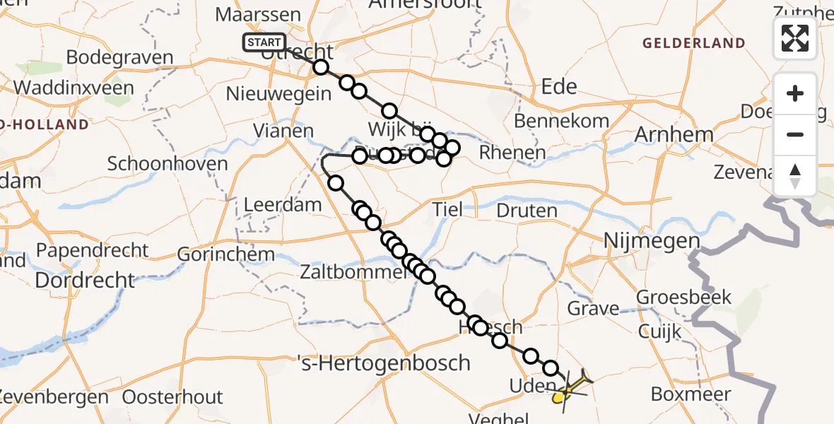 Routekaart van de vlucht: Lifeliner 3 naar Vliegbasis Volkel, Wolfgang Pauliweg