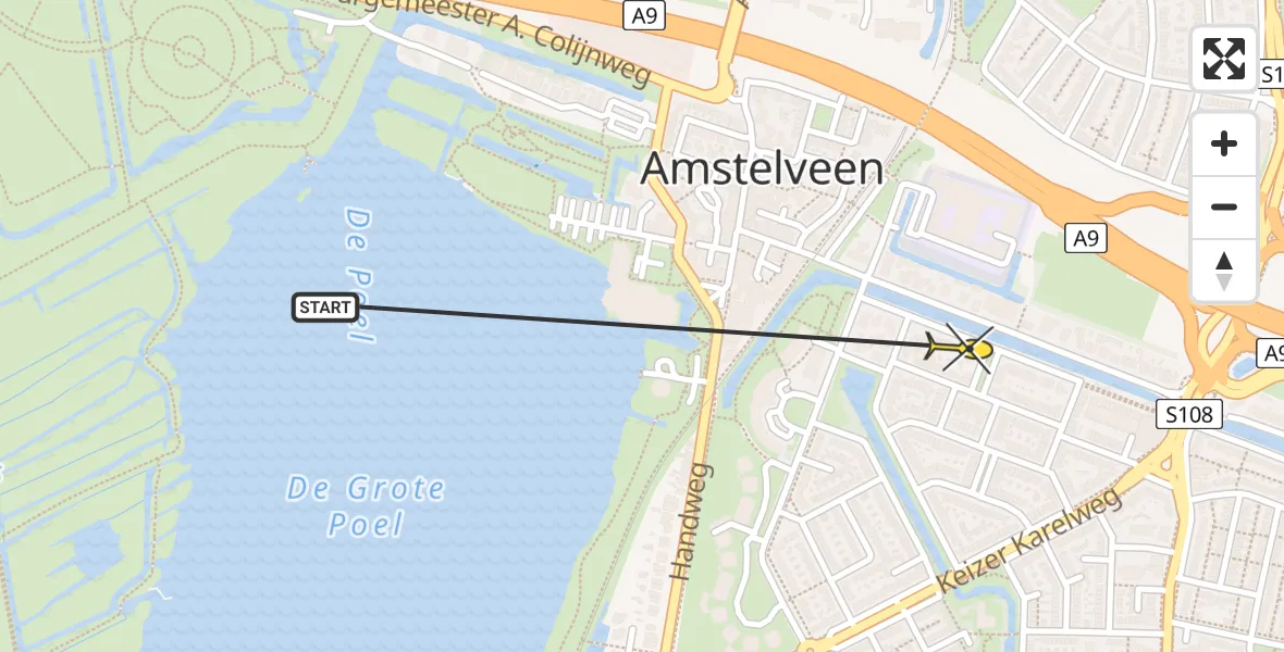 Routekaart van de vlucht: Politieheli naar Amstelveen, Bovenkerkerkade