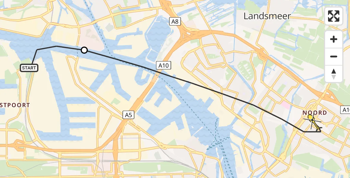 Routekaart van de vlucht: Lifeliner 1 naar Amsterdam, Belangenvereniging tuinders Zaanderhorn