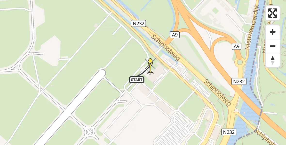 Vluchtroute Politiehelikopter van Schiphol naar Schiphol